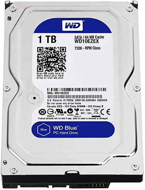 Western Digital 1TB Blue 3.5" 7200RPM SATA3 Hard Drive WD10EZEX