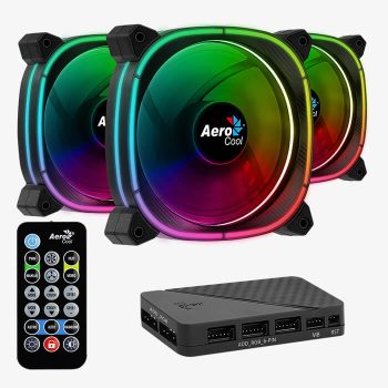 Aerocool Astro 12 Pro 3*120mm ARGB Fans + H66F Hub + Remote Control Case Fan Kit
