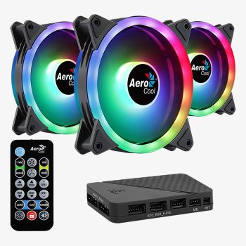 Aerocool Duo 12 Pro 3*120mm ARGB Fans + H66F Hub + Remote Control Case Fan Kit