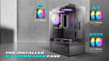 Antec VCX300 5Fan 120M ARGB+PSU Atom V650 3