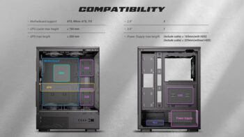 Antec VCX300 5Fan 120M ARGB+PSU Atom V650 5