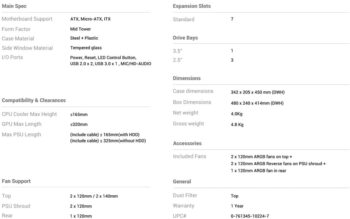 Antec VCX300 5Fan 120M ARGB+PSU Atom V650 6